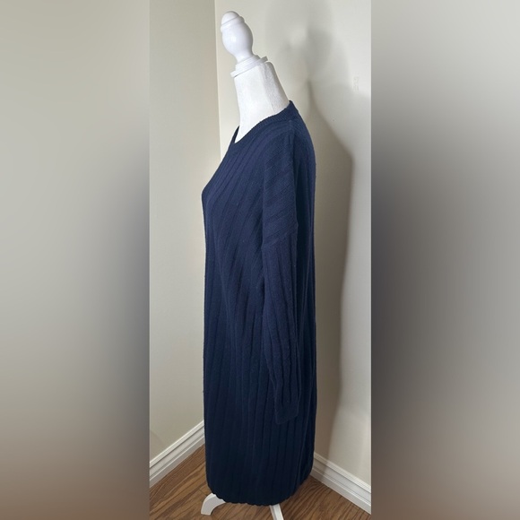 Madewell (Re sourced Ribbed Midi Sweater Dress Dark Indigo Size Large - Picture 4 of 9